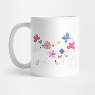 Spring time colorful doodle flowers Mug